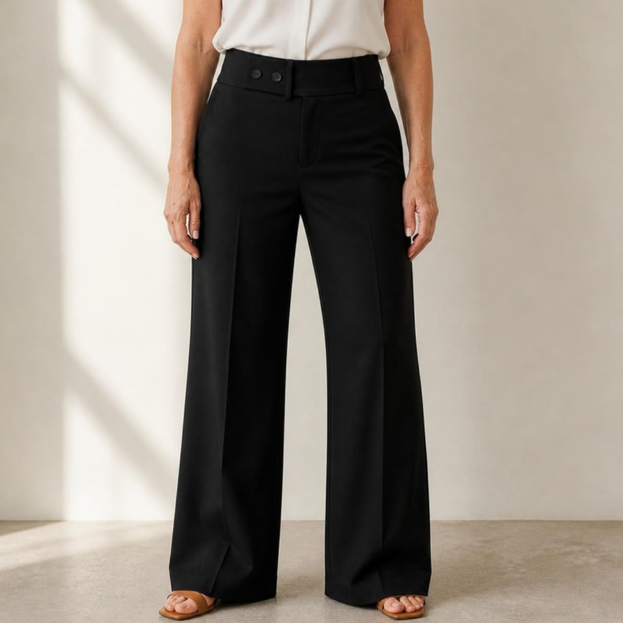 Philippa wide-leg trousers in Black — full-length front view