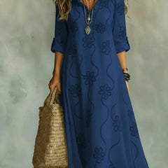 Verity tonal floral maxi dress in Navy, full length