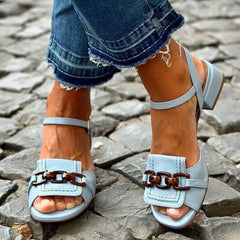 Erica sandals worn with cropped jeans