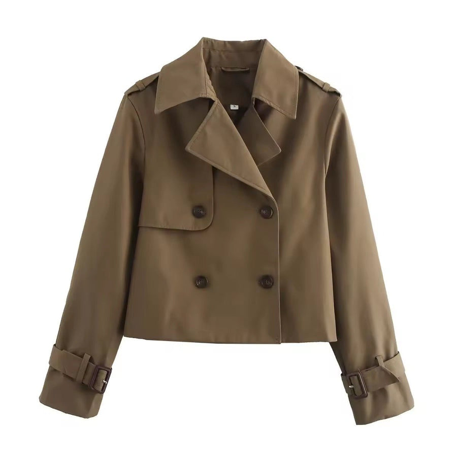 Lavinia | Women's Cropped Double-Breasted Trench Coat