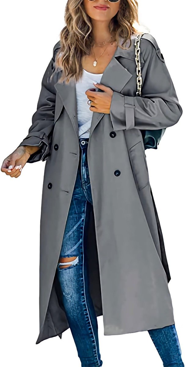 Samantha | Women's Oversized Double-Breasted Trench Coat with Tie Belt