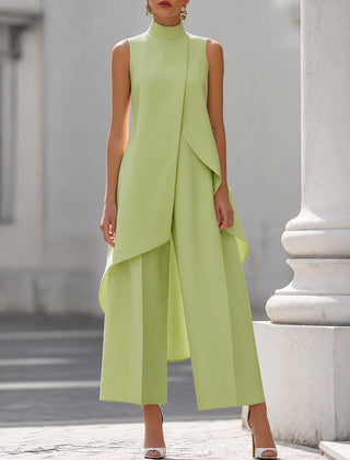 Fiorella draped high-neck jumpsuit in Sage Green