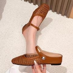 Maisie mule flats in Brown — worn, side view