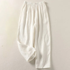 Greta Wide-Leg Pull-On Trousers – White