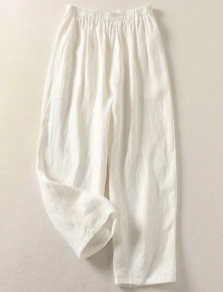 Greta Wide-Leg Pull-On Trousers – White
