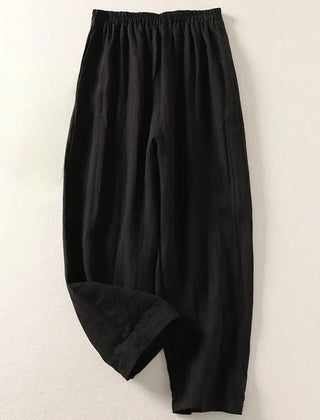 Greta Wide-Leg Pull-On Trousers – Black