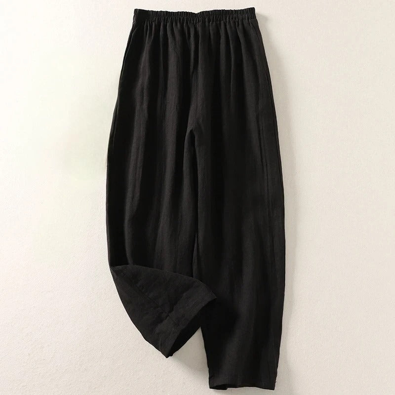 Greta Wide-Leg Pull-On Trousers – Black