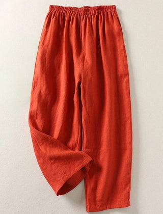 Greta Wide-Leg Pull-On Trousers – Orange