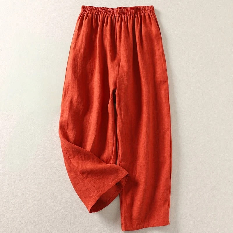 Greta Wide-Leg Pull-On Trousers – Orange