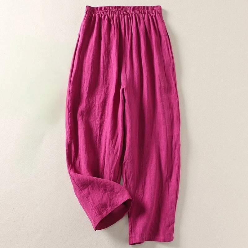Greta Wide-Leg Pull-On Trousers – Fuchsia