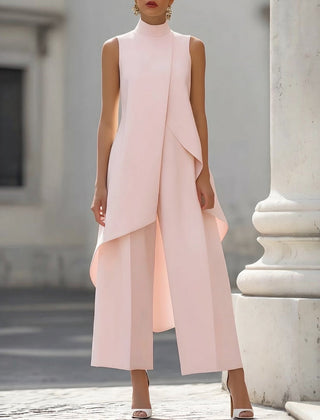 Fiorella draped high-neck jumpsuit in Pink
