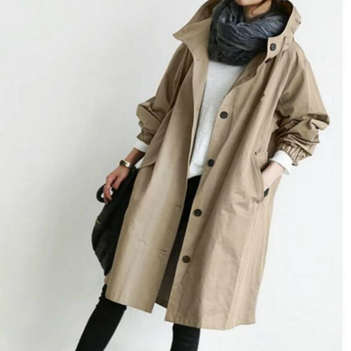 Nadine | Women's Long Hooded Trench Coat