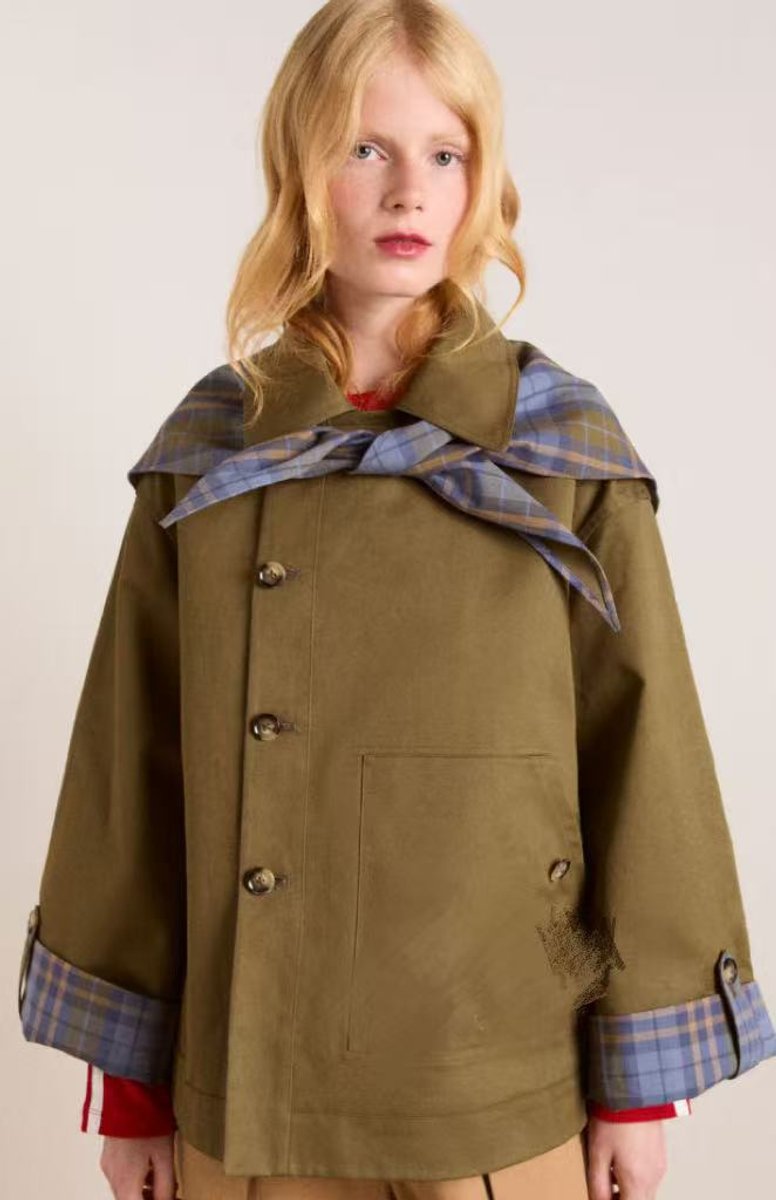 Ashley | Women's Oversized Double-Breasted Trench Coat with Checked Lining