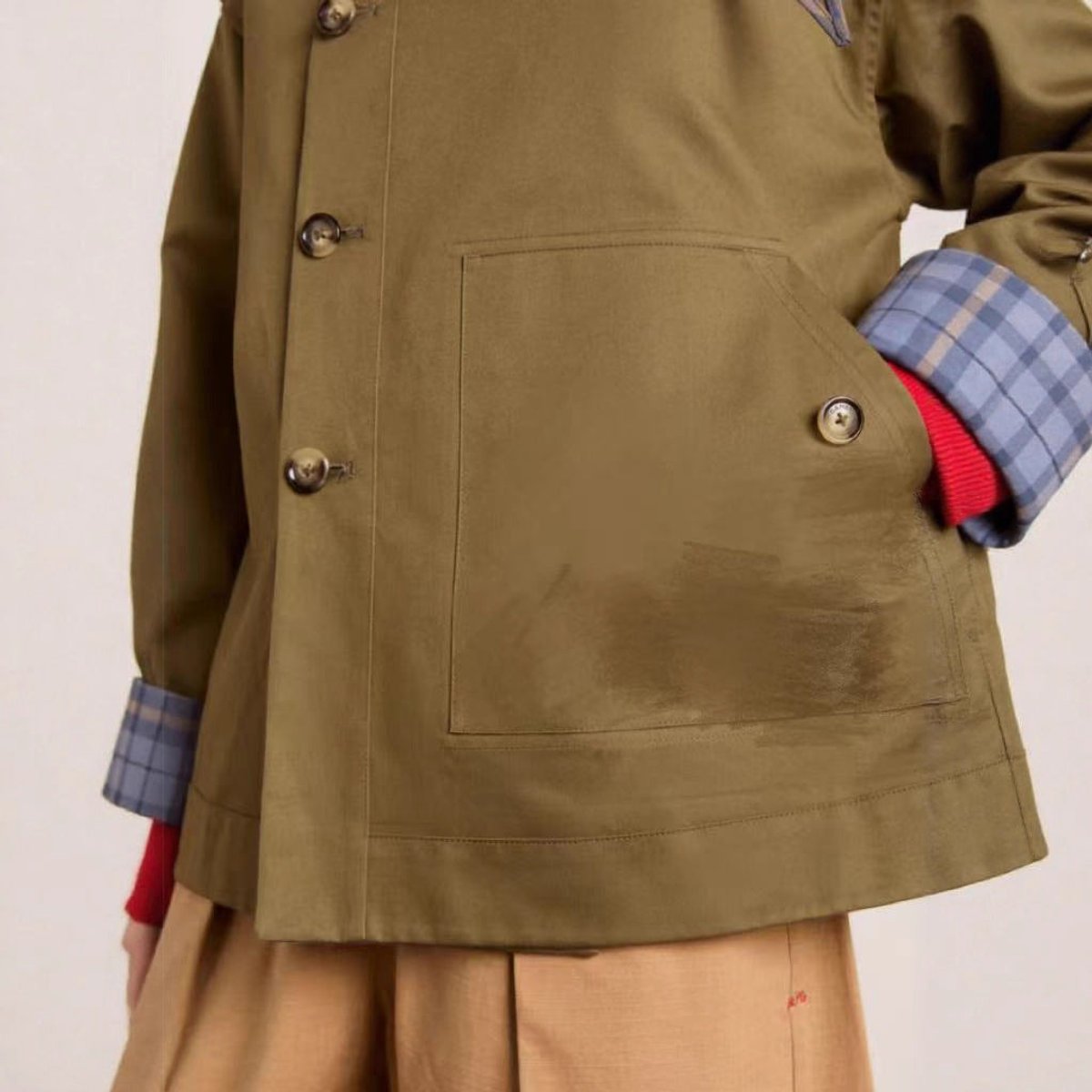 Ashley | Women's Oversized Double-Breasted Trench Coat with Checked Lining