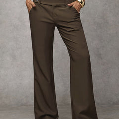 Philippa high-waist wide-leg trousers in Brown