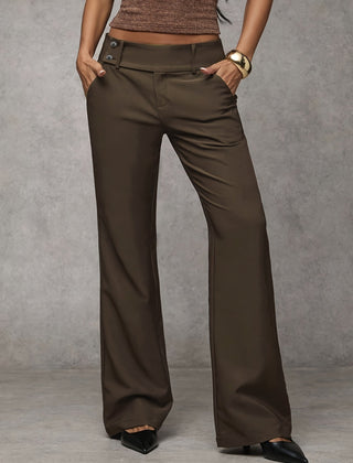 Philippa high-waist wide-leg trousers in Brown