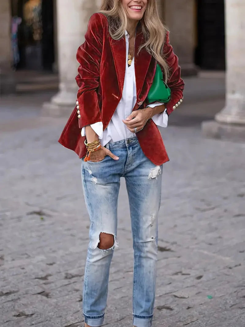 Camille | Women's Velvet Tailored Blazer