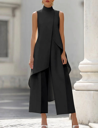 Fiorella draped high-neck jumpsuit in Black