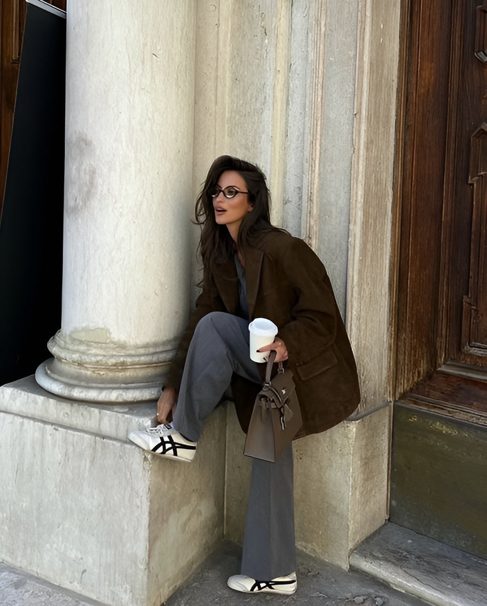 Lavinia | Women's Genuine Suede One-Button Blazer