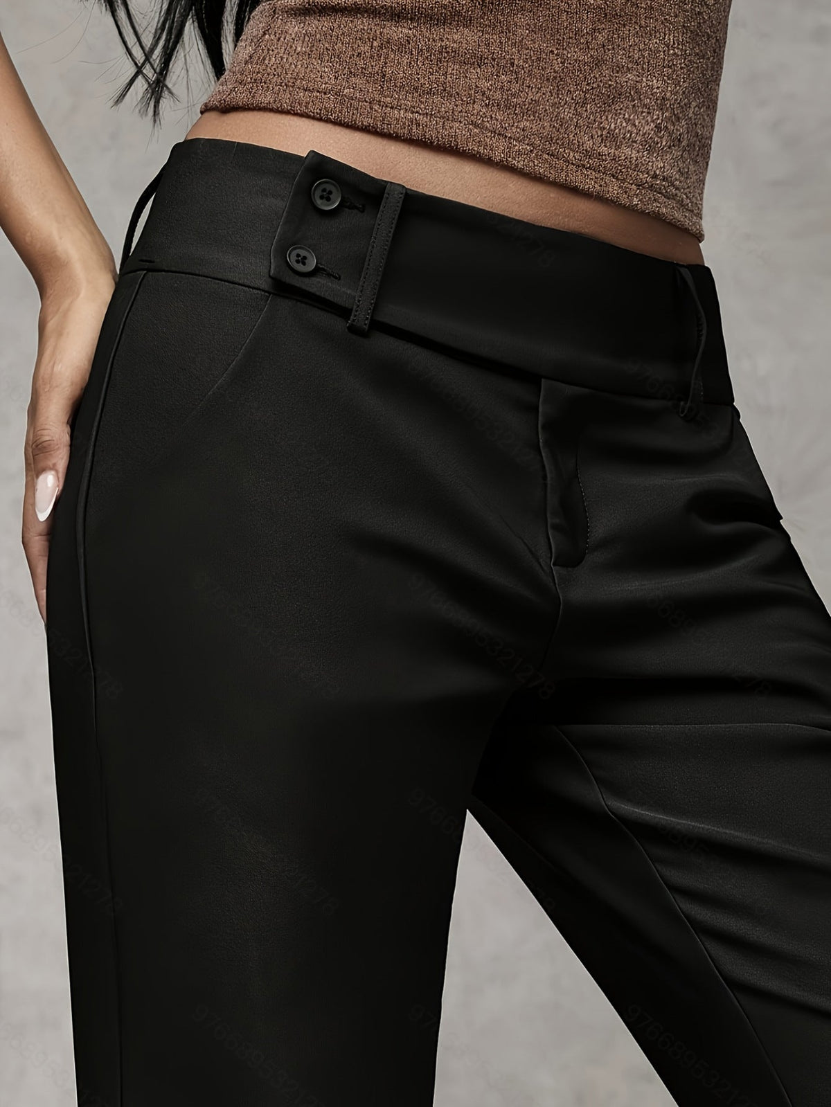 Philippa trousers wide waistband with two-button detail
