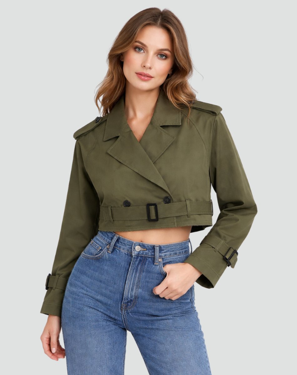 Camilla | Women's Cropped Tailored Double-Breasted Trench Coat