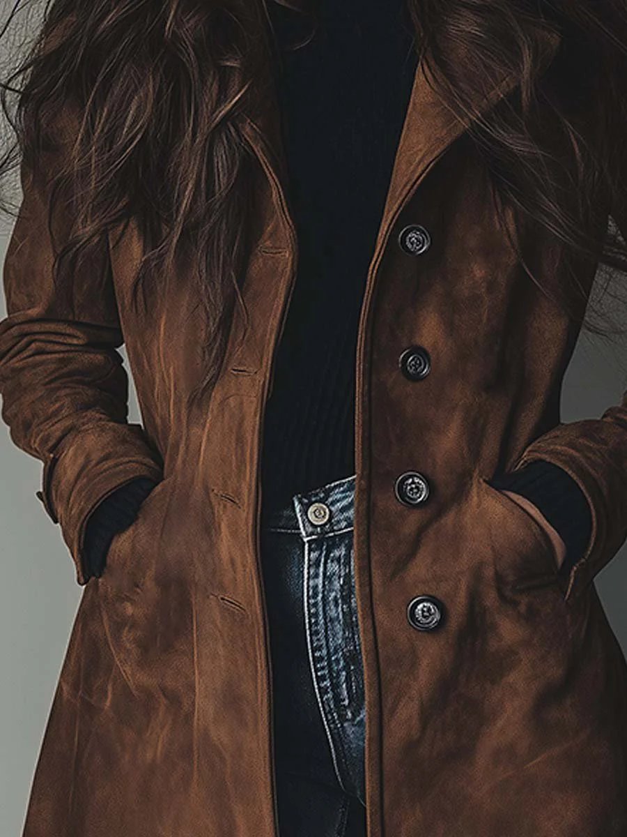 Estelle | Women's Longline Double-Breasted Tailored Trench Coat
