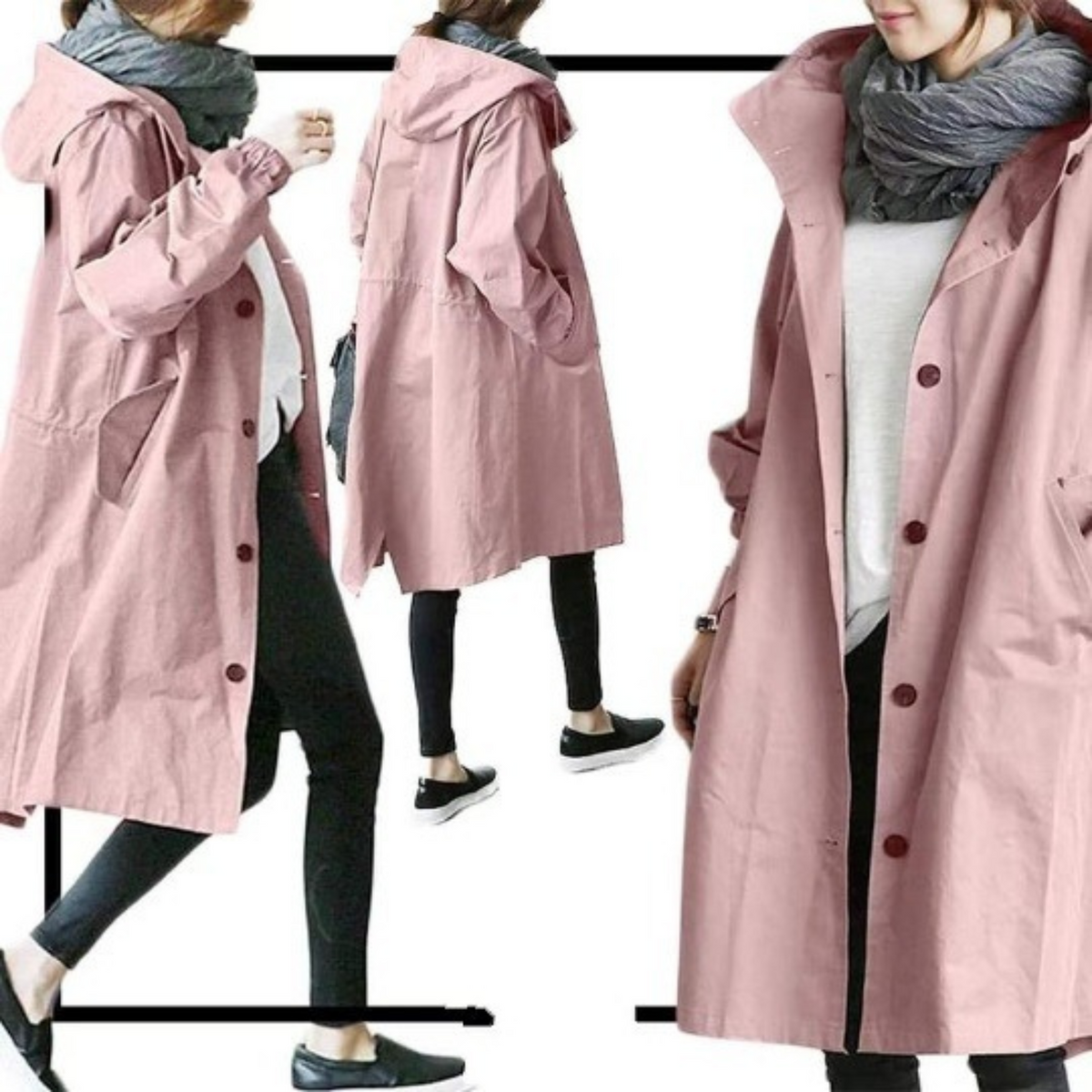 Nadine | Women's Long Hooded Trench Coat