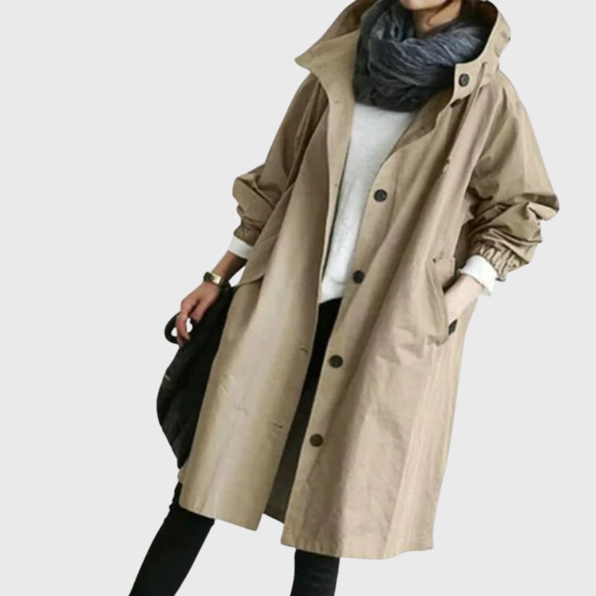 Ottilie | Women's Long Water-Resistant Hooded Trench Coat