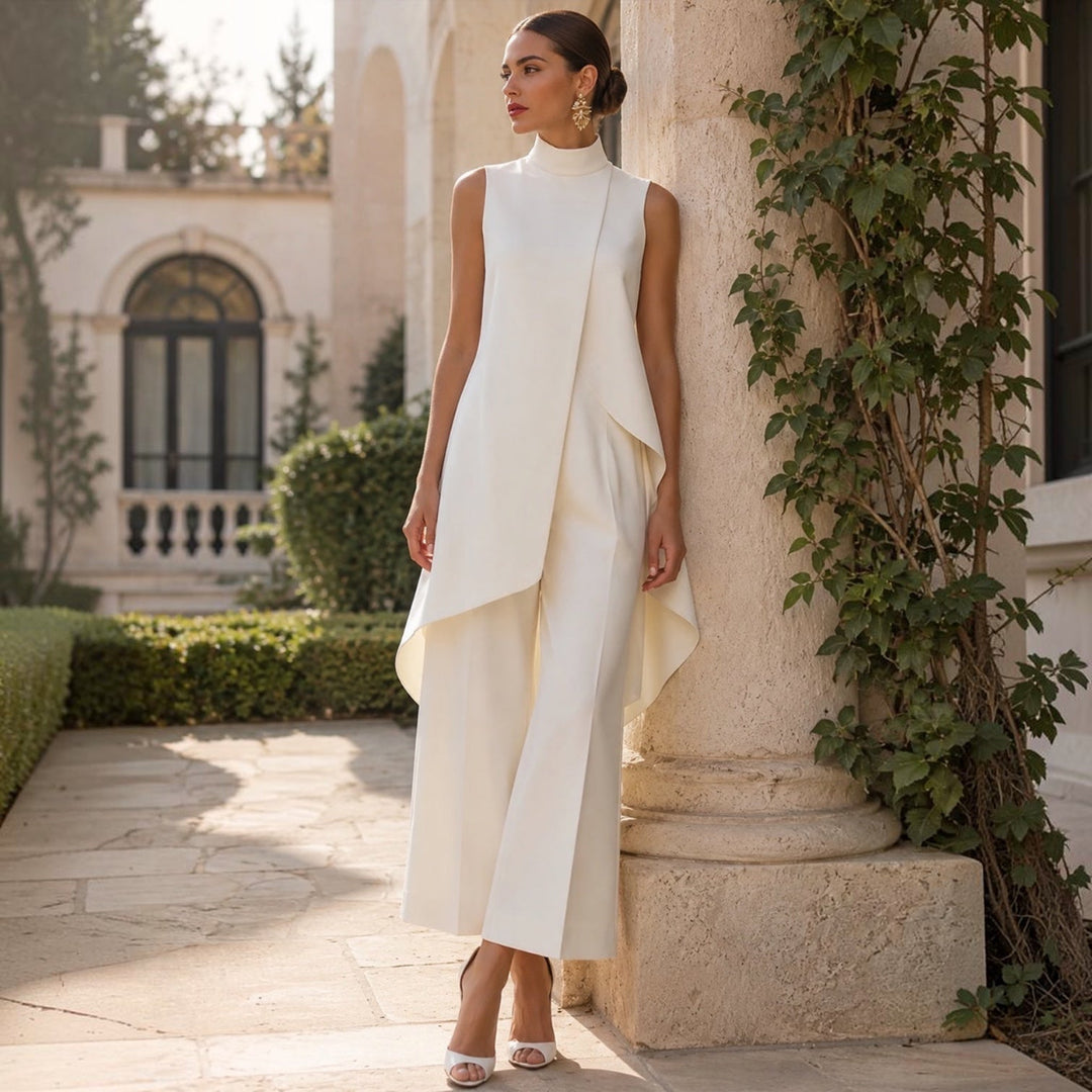 Fiorella draped high-neck jumpsuit