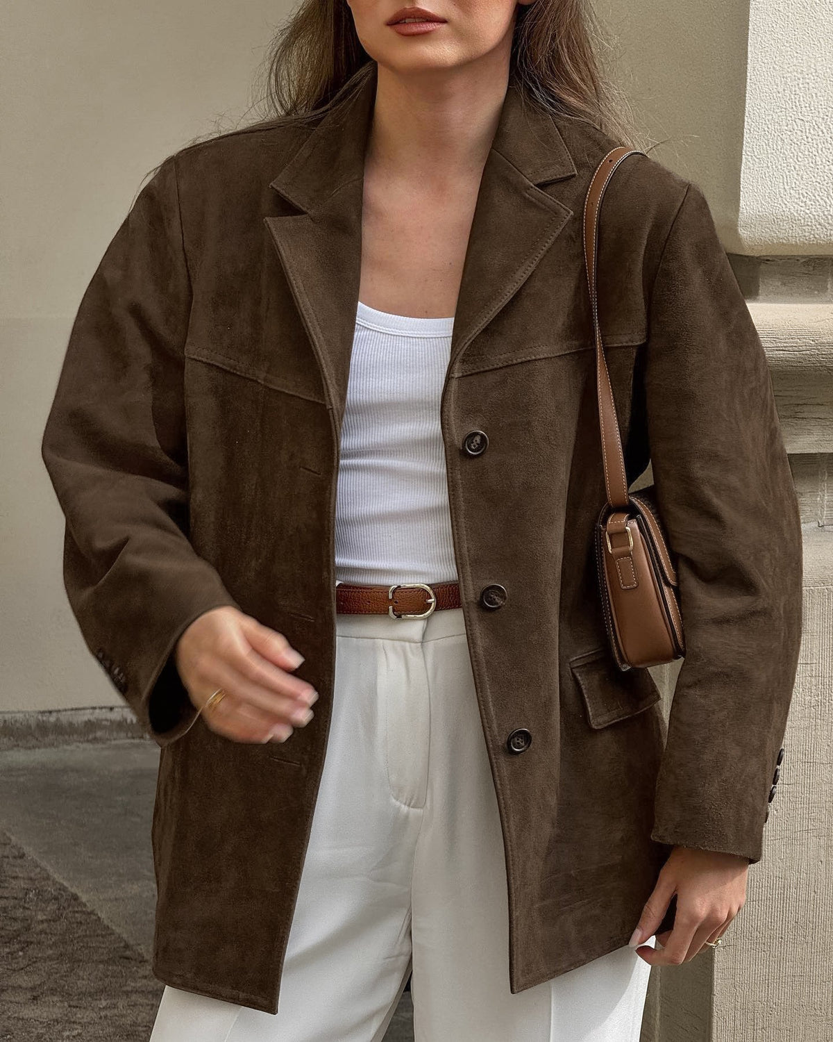 Lavinia | Women's Genuine Suede One-Button Blazer