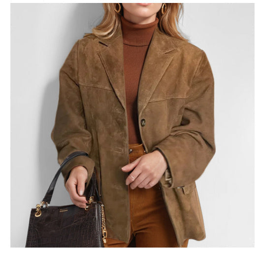 Lavinia | Women's Genuine Suede One-Button Blazer