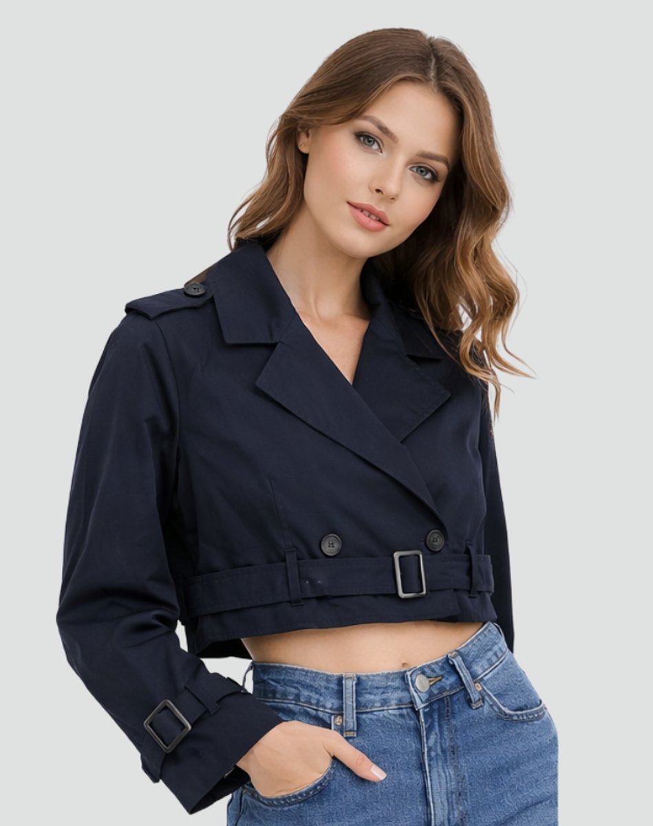 Camilla | Women's Cropped Tailored Double-Breasted Trench Coat