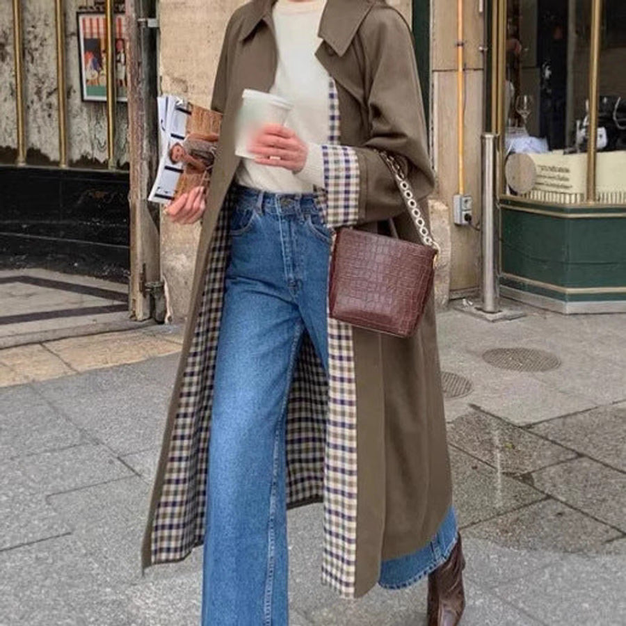 Evangeline | Women's Oversized Longline Check Trench Coat