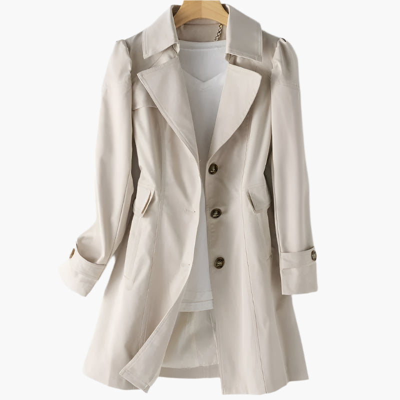 Natalie | Women's Classic Long Button-Front Trench Coat