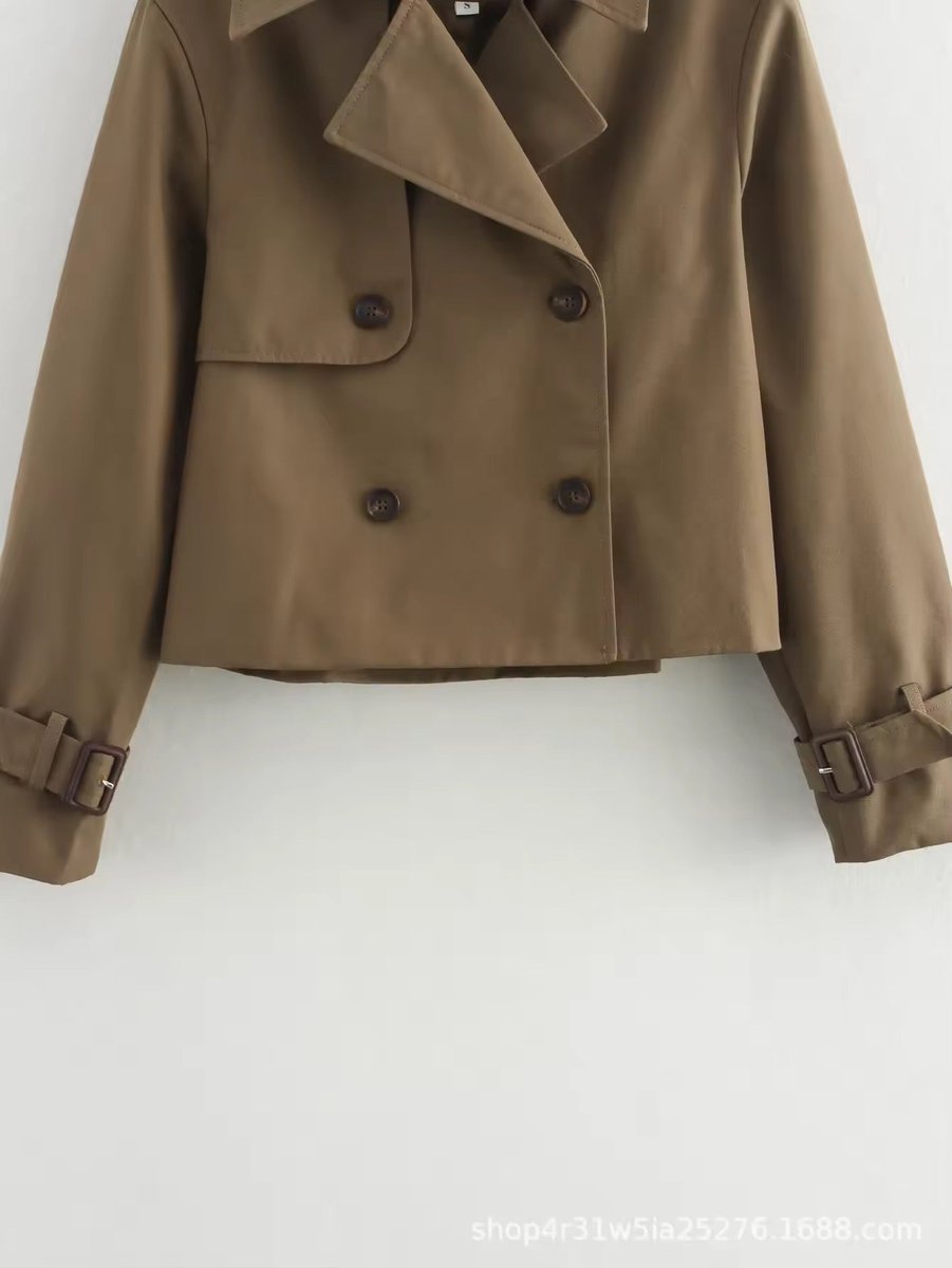 Lavinia | Women's Cropped Double-Breasted Trench Coat