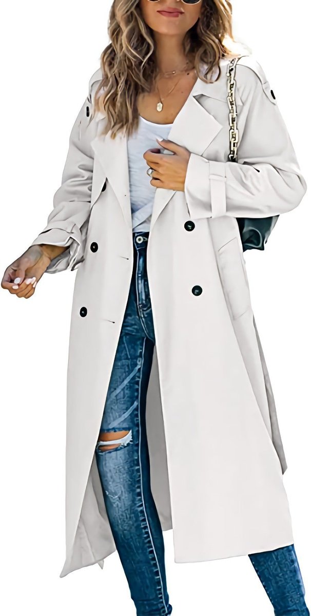 Samantha | Women's Oversized Double-Breasted Trench Coat with Tie Belt