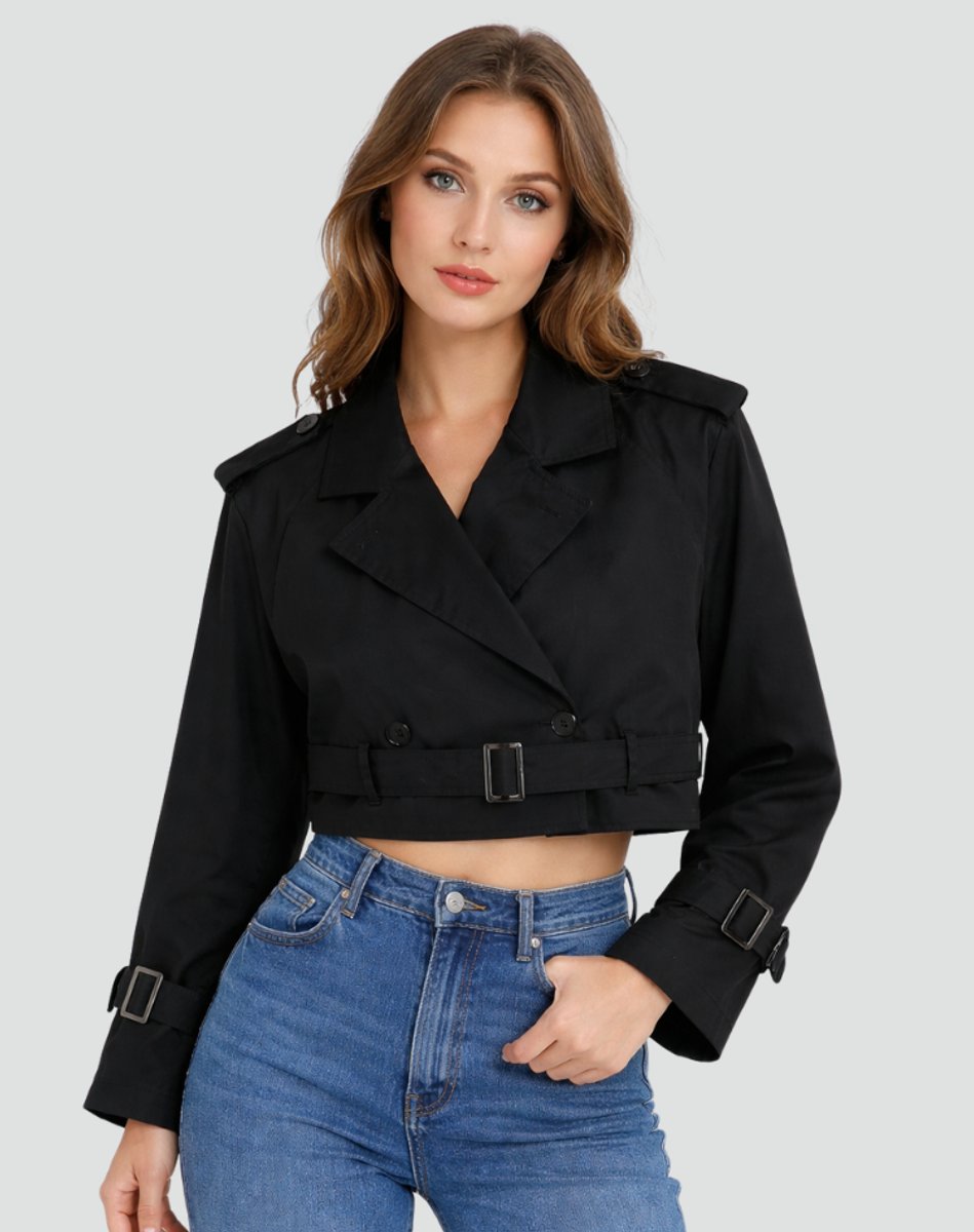 Camilla | Women's Cropped Tailored Double-Breasted Trench Coat