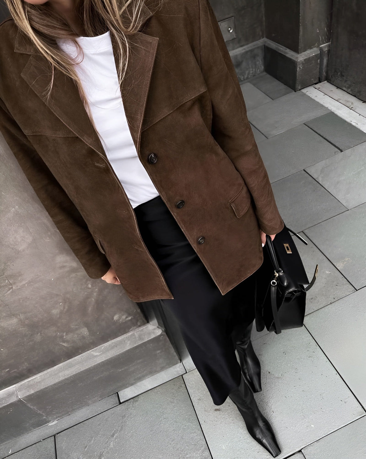 Lavinia | Women's Genuine Suede One-Button Blazer