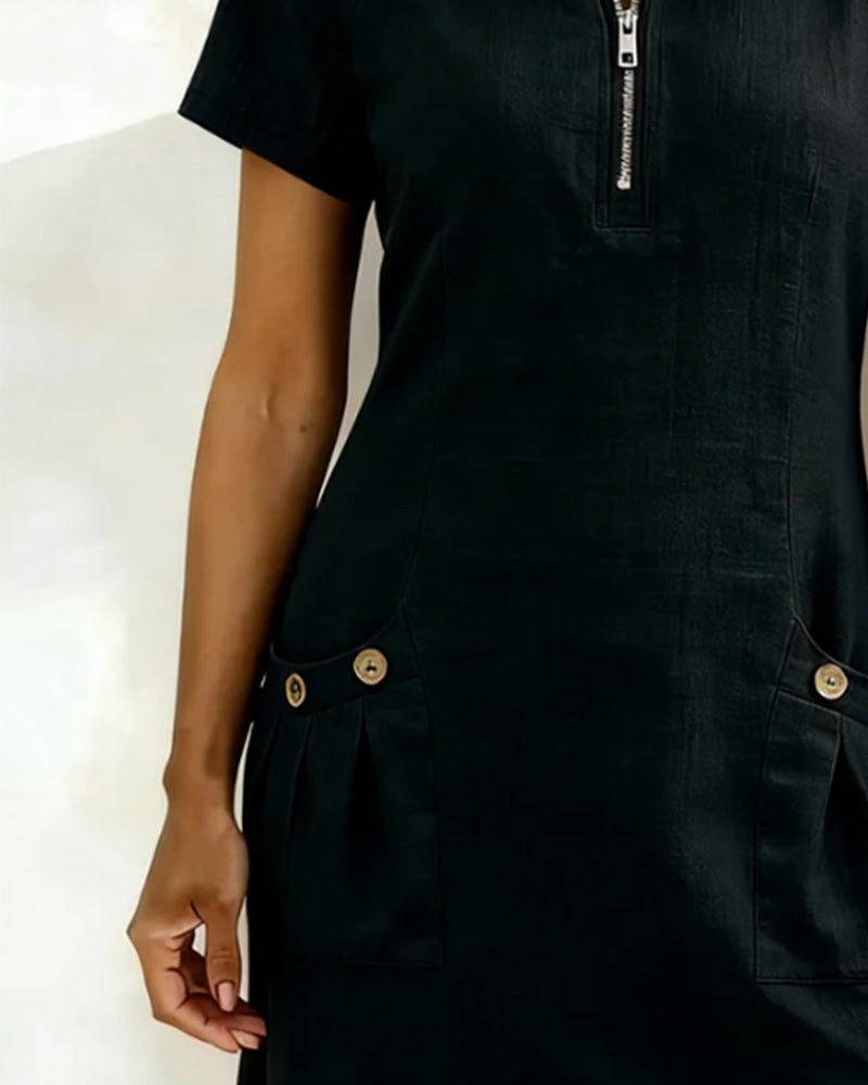 Tamsin dress in Black, pocket detail