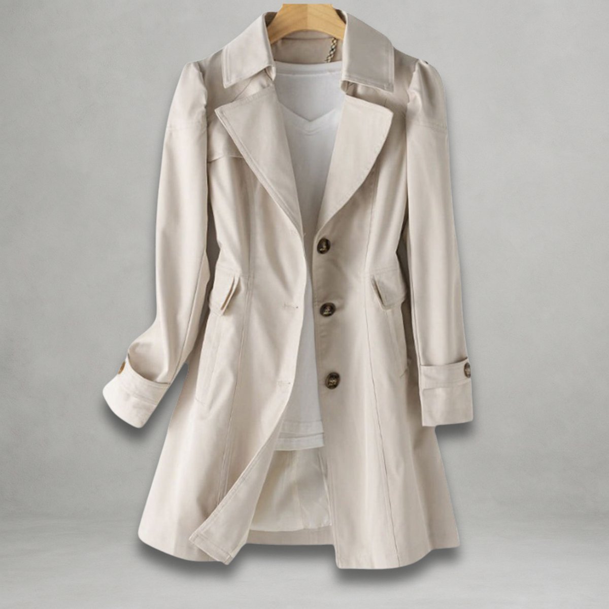 Seren | Women's Elegant Single-Breasted Cotton-Nylon Trench Coat