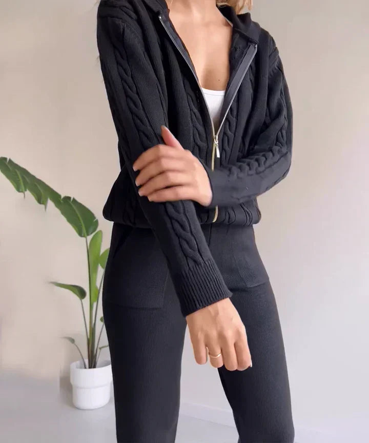 Linda Two-piece set casual jacquard knit sweater