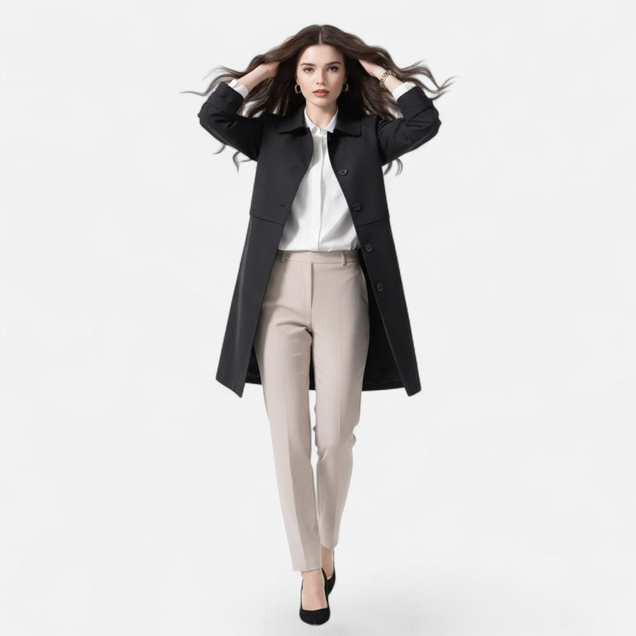 Valeria | Women's Mid-Length Wool-Blend Double-Breasted Trench Coat