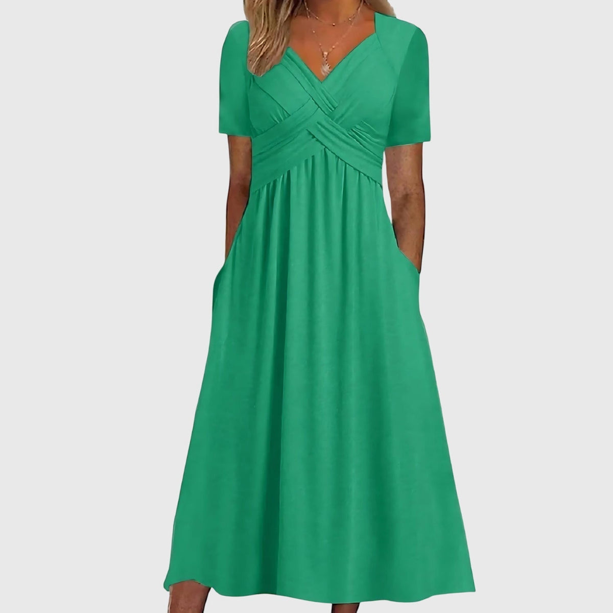 Paula | Classic High-Waisted A-Line Midi Dress