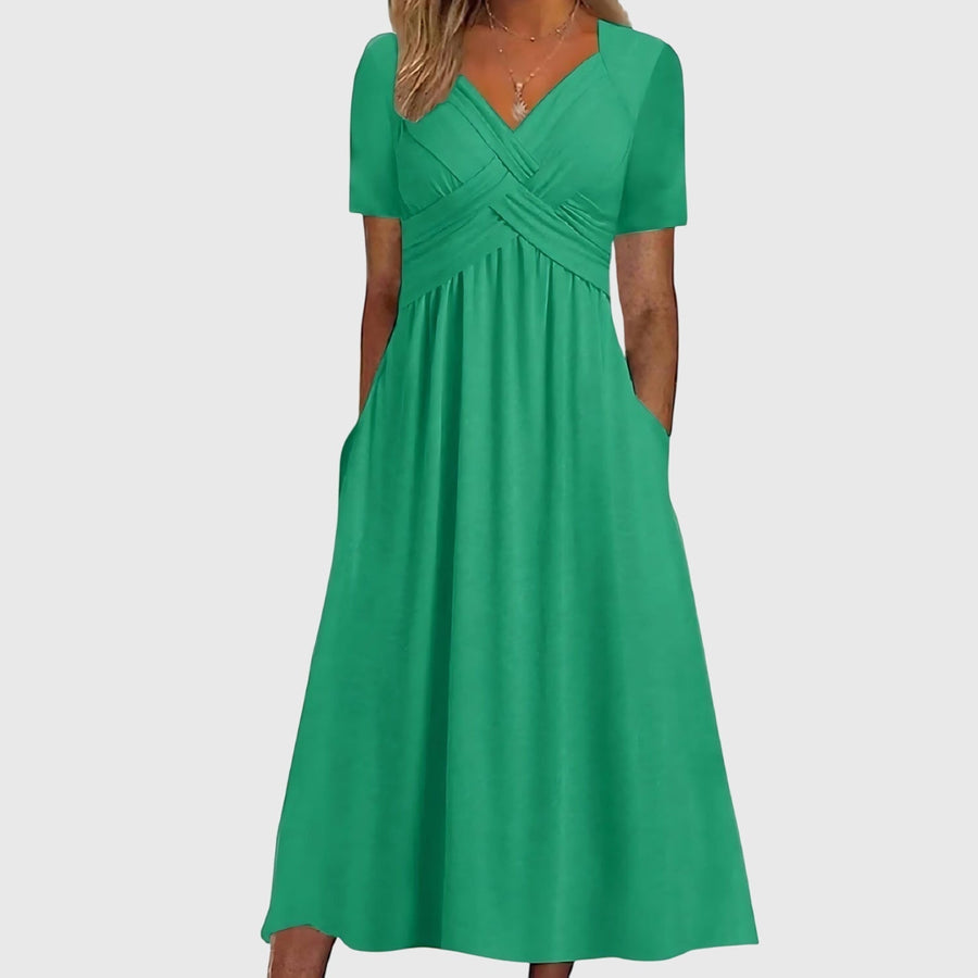 Paula | Classic High-Waisted A-Line Midi Dress