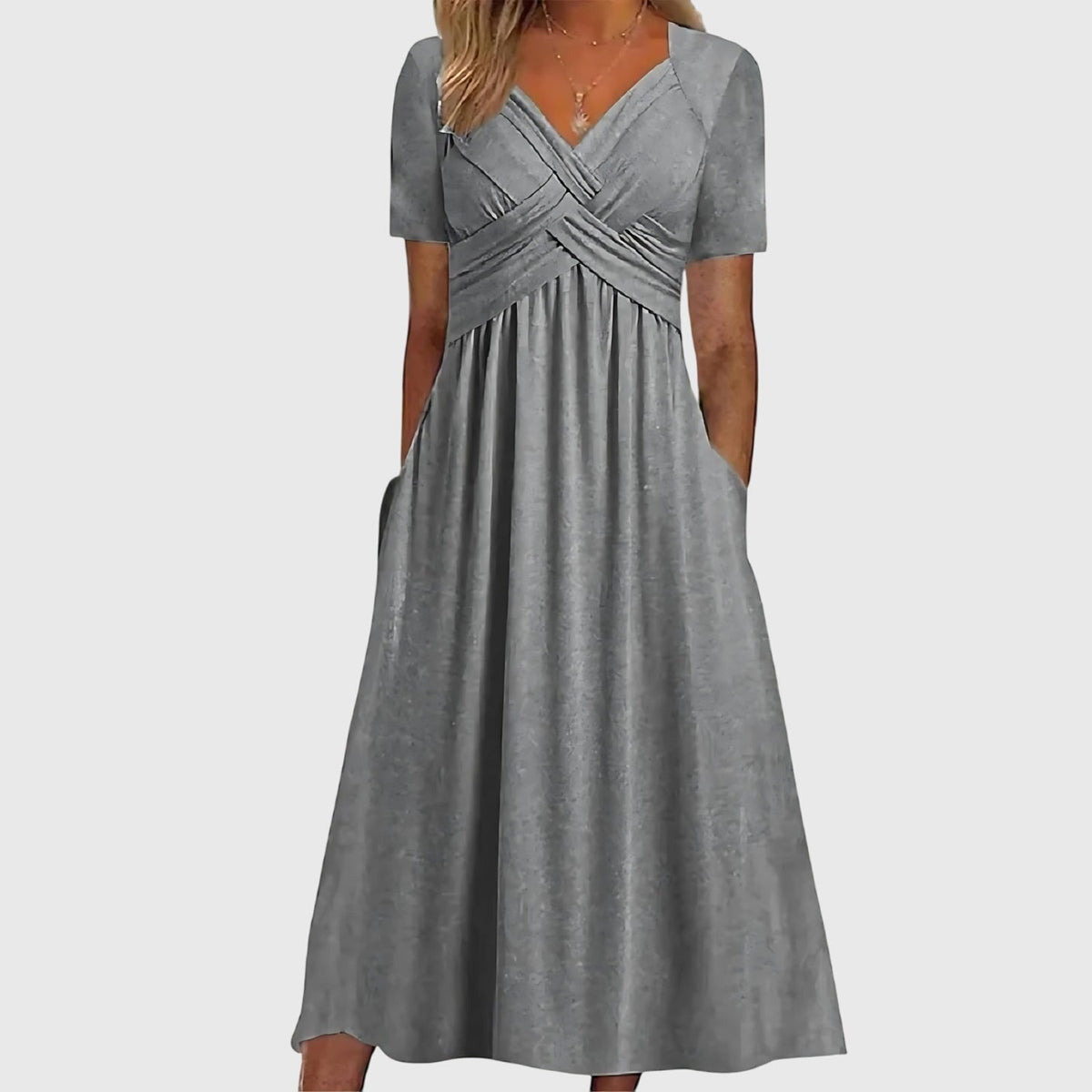 Paula | Classic High-Waisted A-Line Midi Dress