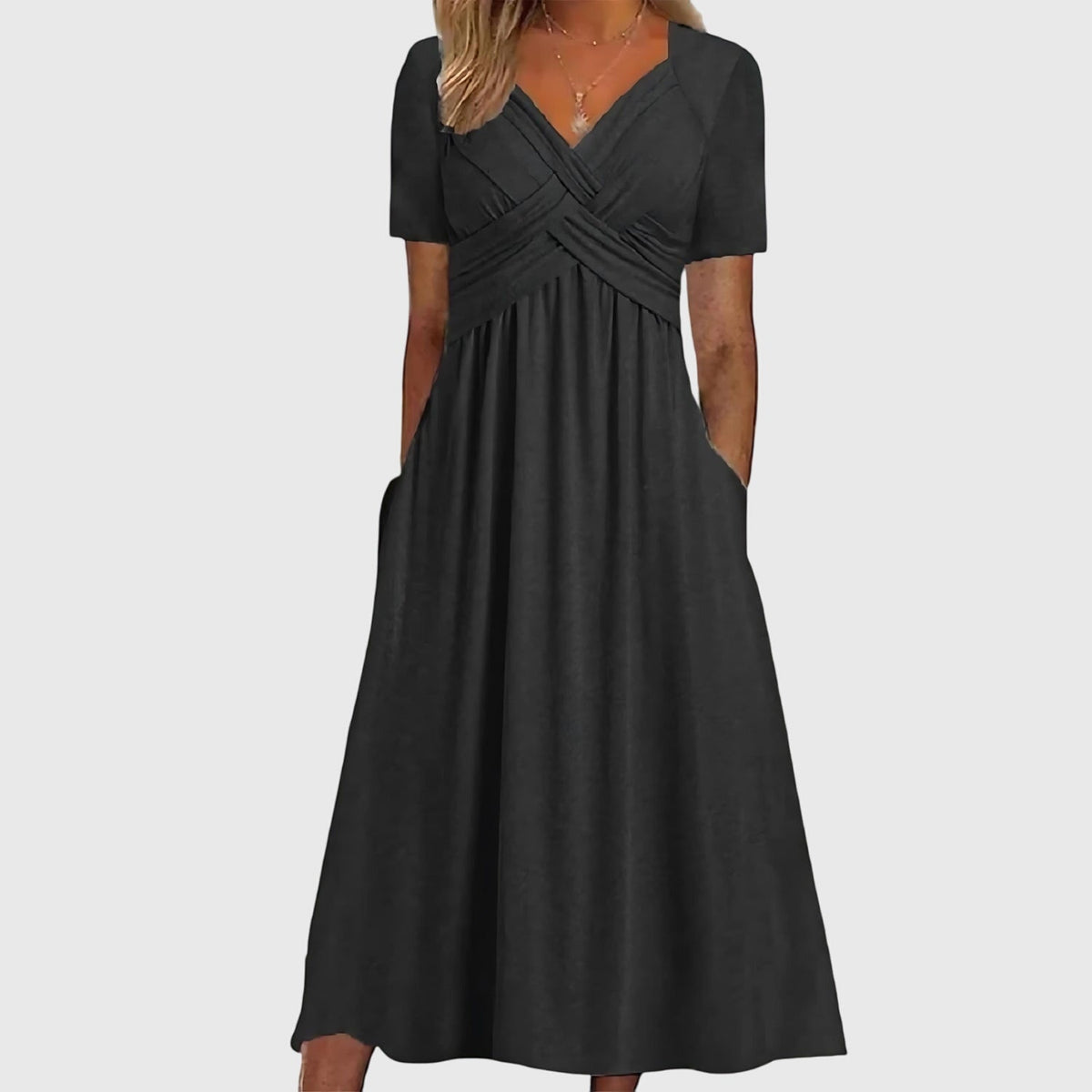 Paula | Classic High-Waisted A-Line Midi Dress