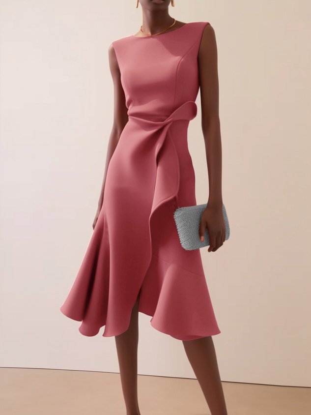 Seraphelle | Women's Draped Asymmetrical Elegant Midi Dress