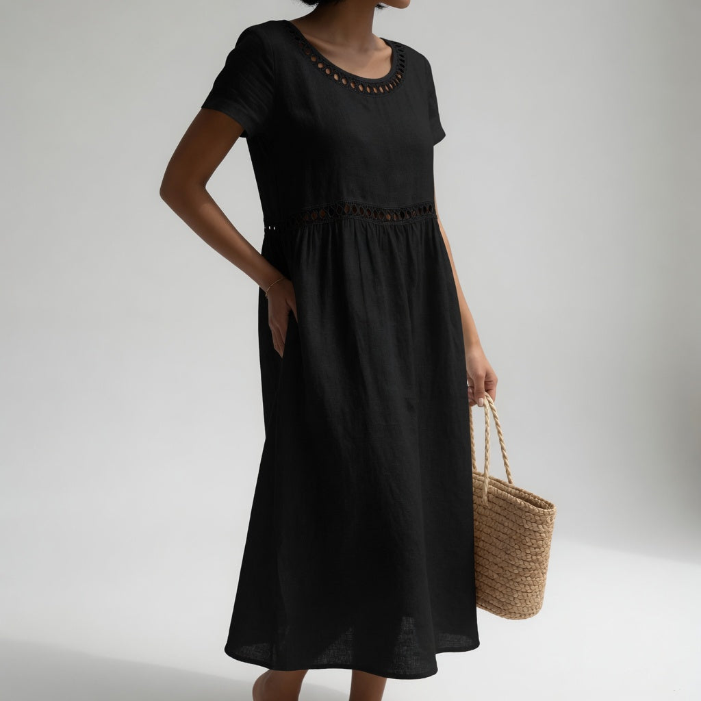 Rosemary cut-out trim midi dress in Black