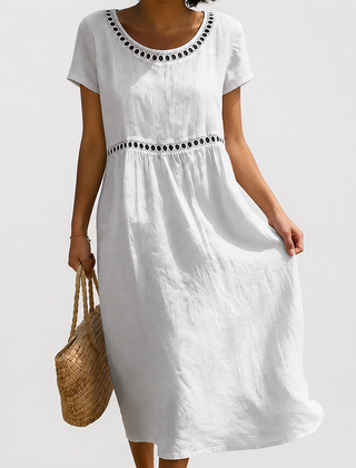 Rosemary cut-out trim midi dress in White