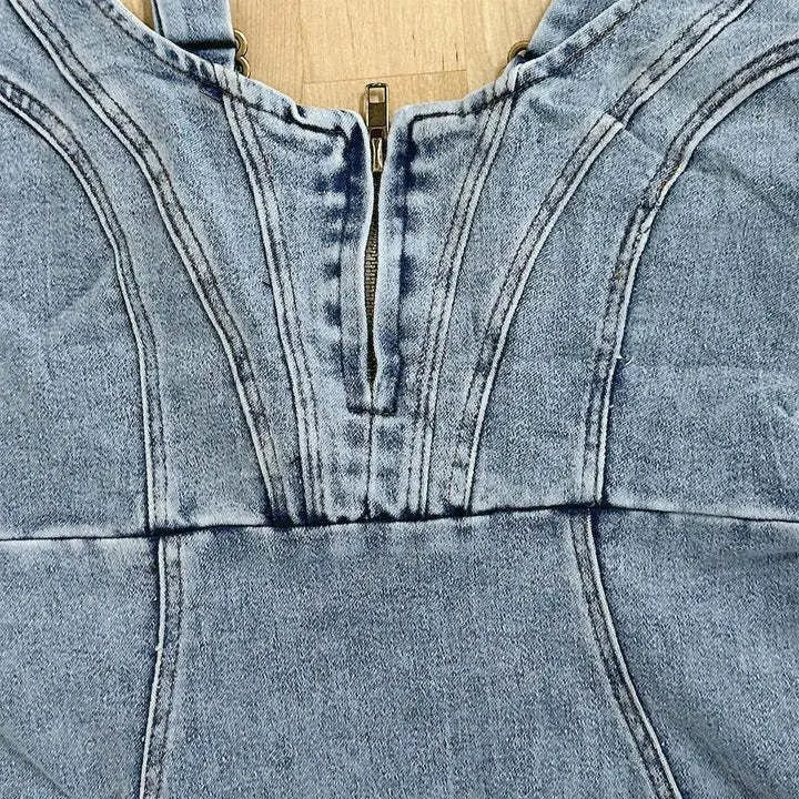 Denvara | Women's Adjustable Strap Denim Midi Dress